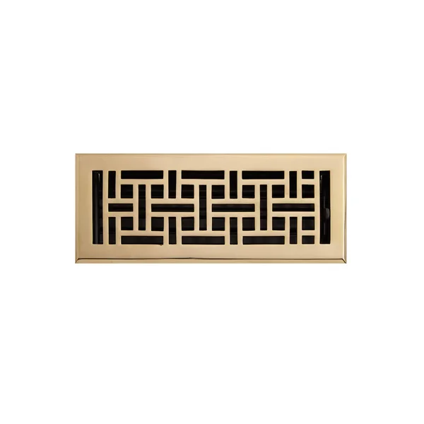 Wicker Style Brass Wall Register - Polished Brass 4x22 x 10x22 (5-1/8x22 x 11-3/8x22 Overall), Signature Hardware 393506