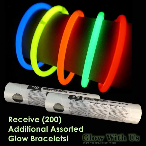 200 Glow Sticks Bulk Wholesale Necklaces, 22 Glow Stick Necklaces+200 Free Glow