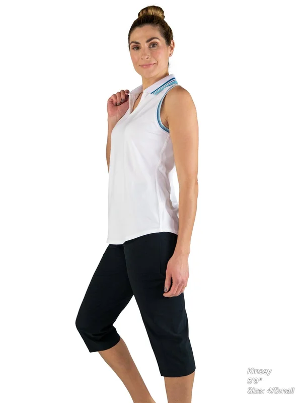 Jofit Women's Cutaway Rib Trim Polo Shirt in White Size Small