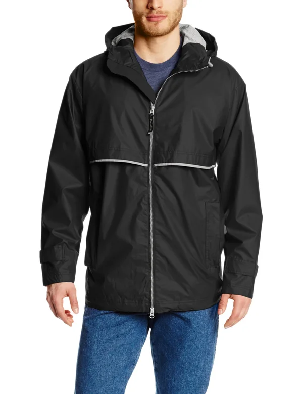 Charles River Apparel Men's New Englander Rain Jacket Black - Grey Xs