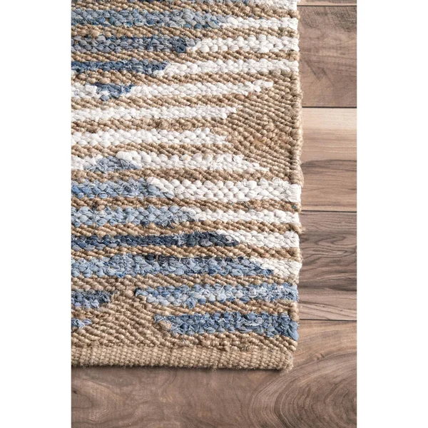 nuLOOM Ivory Handmade Braided Natural Fiber Jute Diamonds Area Rug - 2& 6x22 x 6& Runner - Off-White