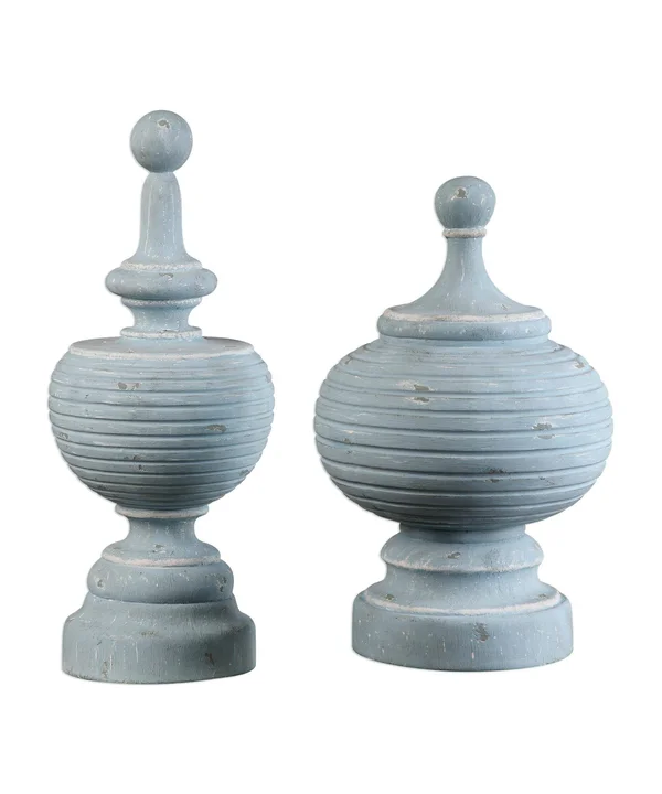Uttermost 20185 Philippa Powder Blue Finials Set of 2