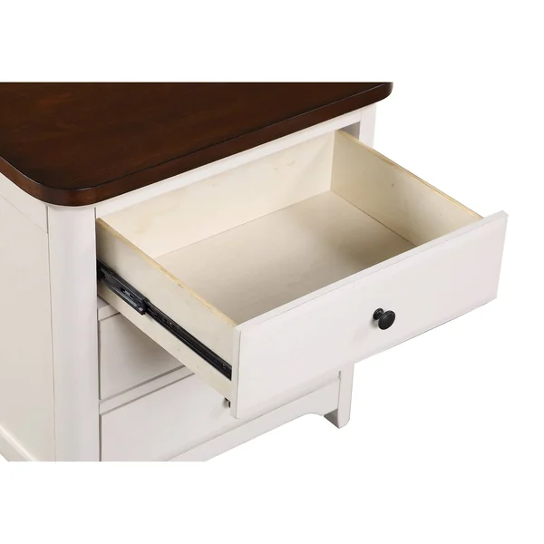 Kimball Two-Tone Nightstand by Greyson Living - Antique White with Brown Cherry Top