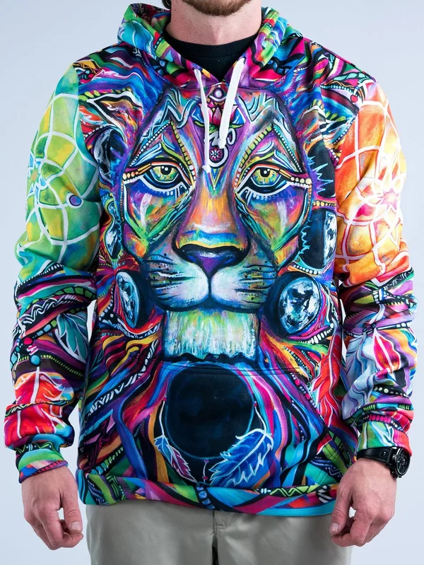 Lunar Lion Unisex Hoodie M, Red, Pullover Hoodie