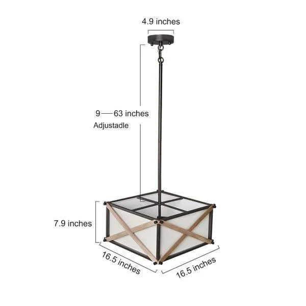 LNC Nezin 16.5 in. 3-Light Bronze Wood Semi-Flush Mount Convertible Pendant A03282