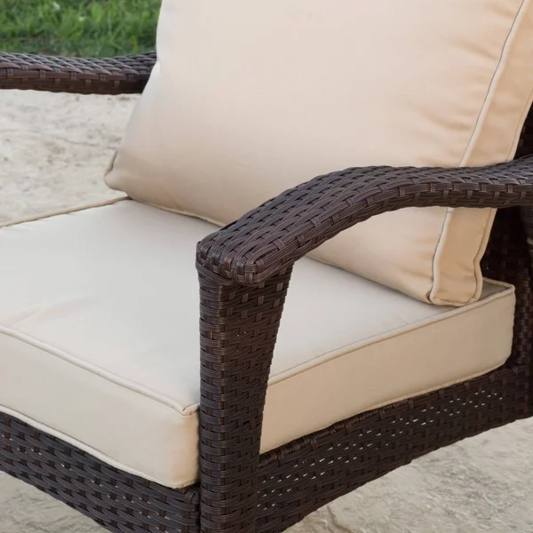 (Set of 2) Bleecker Outdoor Brown Wicker Club Chair with Cushion