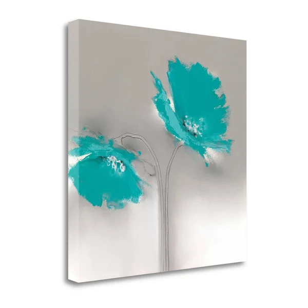 Tangletown Fine Art 'Aqua Platinum Petals II' by J.P. Prior Painting Print on Wrapped Canvas