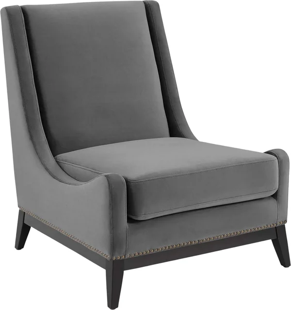 Modway Confident Accent Upholstered Performance Velvet Lounge Chair - Gray