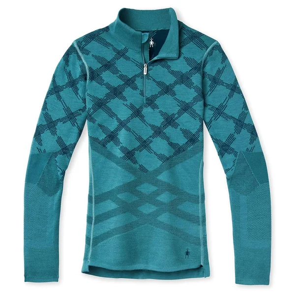 Smartwool Intraknit Merino 200 Pattern 1/4 Zip - Women's Blue Spruce Ski Tracks - Xs