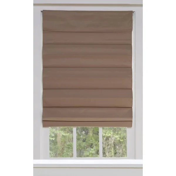 Allen + Roth 26-in x 72-in Desert Tan Blackout Cordless Roman Shade Cotton in Brown - RBOKK260720