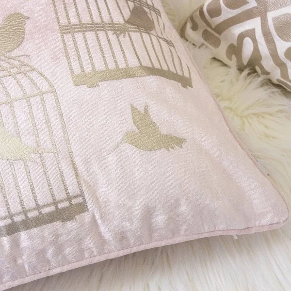 Homey Cozy Foil Print Bird Throw Pillow Cover & Insert - Purple