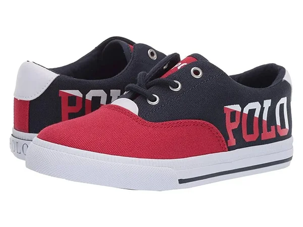 Boys& Polo Ralph Lauren Vaughn II Sneaker - Little Kid, Child, Size: 11.5, Navy/Red/White Canvas/Cotton