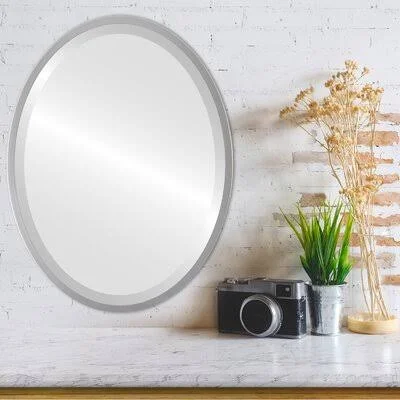 Javion Framed Oval Mirror - Rubbed Black Ivy Bronx Finish: Silver Spray, Size: 31.12x22 H x 41.12x22 W