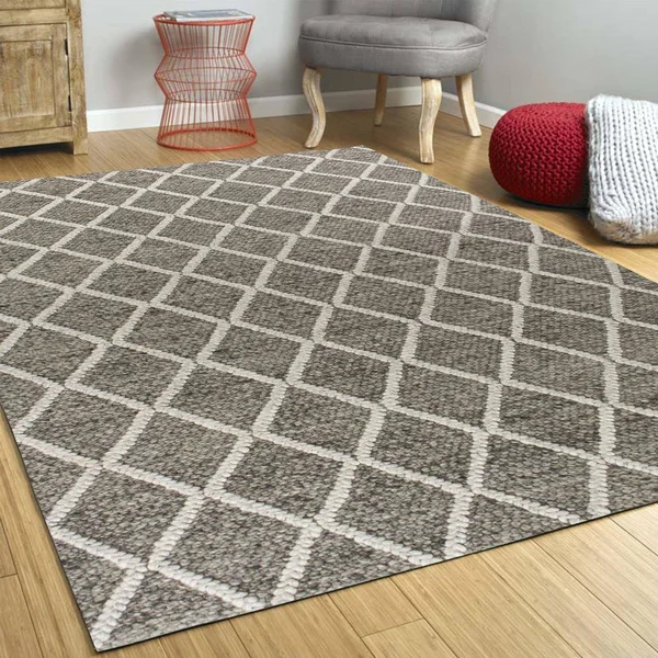 5' x 7' Wool Dark Grey Area Rug