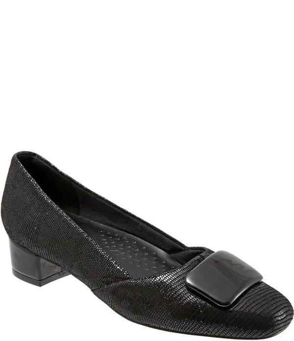 Trotters Delse Pumps, Women's, Black Lizard, Size: 6.5
