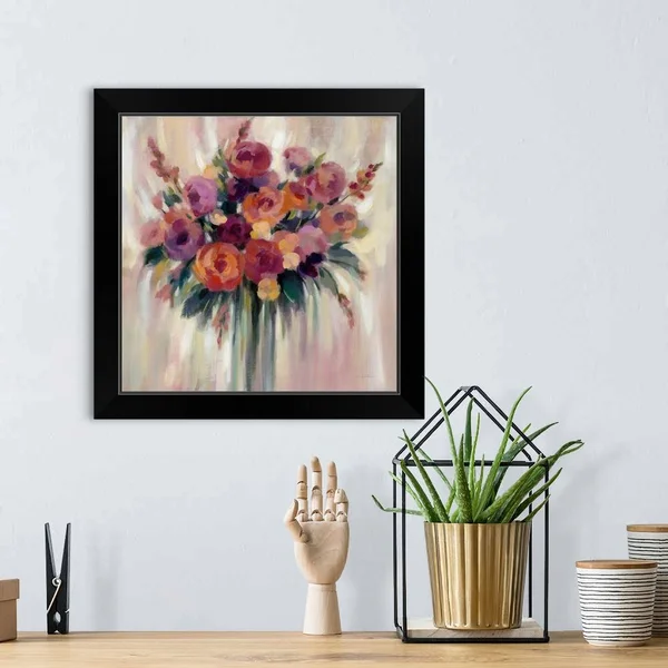 Autumn Bouquet, Black Framed Wall Art, 16x16, Great Big Canvas