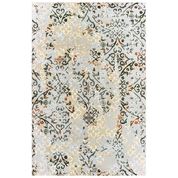 AVERLEY Home Brayden Grey/Gold 4 ft. x 6 ft. Distressed Lattice Area Rug