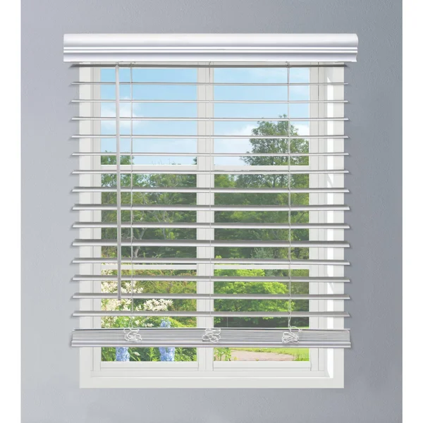 Linen Avenue Custom Cordless Outside Mount Faux Wood Blinds - 64.5 W x 72 H, White