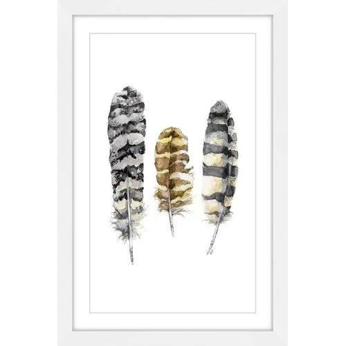 Marmont Hill Owl Feathers by Rachel Byler Framed Painting Print - White