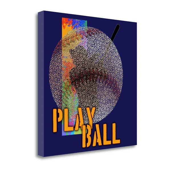 22x22 x 22x22 Play Baseball - Blue by Jim Baldwin Fine Art Giclee Print