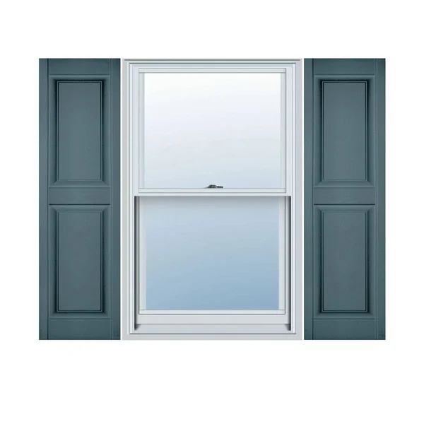 14 1/2 inchw x 26 inchh Lifetime Vinyl, Custom Two Equal Panels, Raised Panel Shutters, Wedgewood Blue