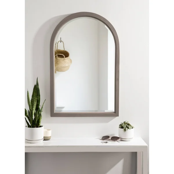 Kate and Laurel Hogan Wood Framed Arch Mirror - 20x30 - Grey