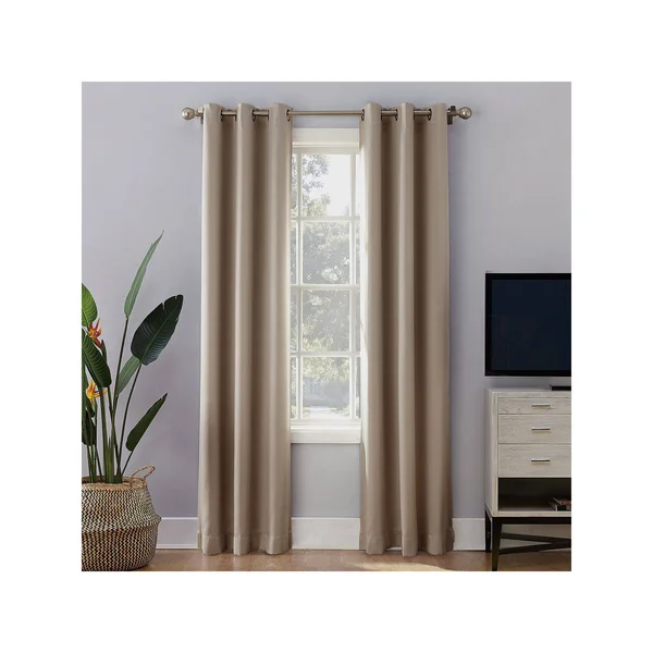 Sun Zero Extreme 2-Pack Norway Theater Grade 100% Blackout Window Curtain, LT Beige, 40X63
