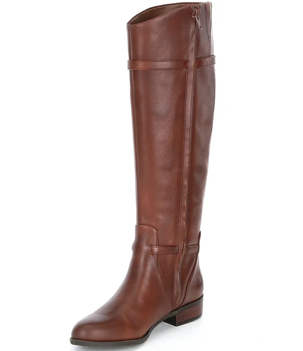 Gianni Bini Mirrie Tall Leather Riding Boots - Womens, 7.5M, Black - Dillard&s Exclusive