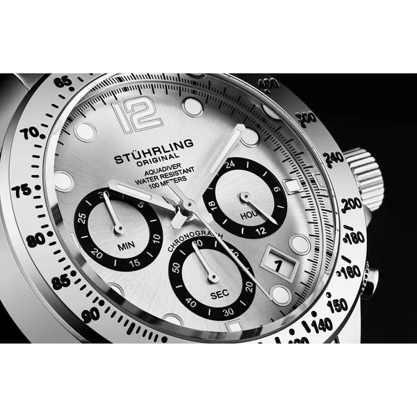 Stuhrling 3961 6 Quartz Chronograph Date Stainless Steel Bracelet Mens Watch