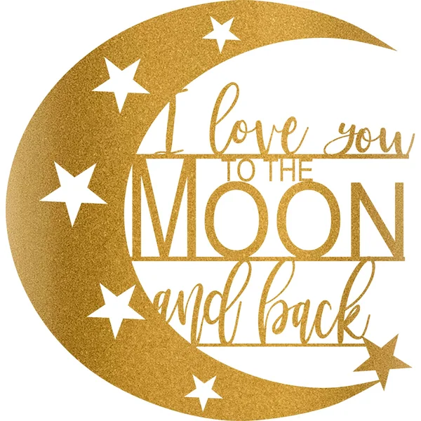 I Love You to The Moon and Back - Metal Wall Art - 18x22 x 18x22, Hammer Copper