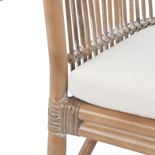 Safavieh ACH6516B Olivia Rattan Accent Chair with Cushion White Washed & White