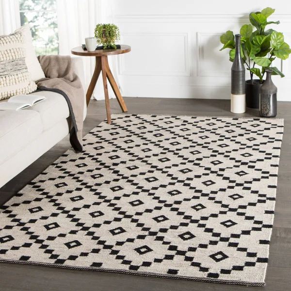 Jrcpl Folke Handmade Geometric Black/ White Area Rug (2& x 3&)
