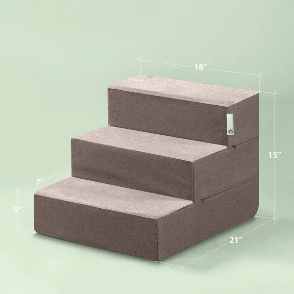 Zinus Easy Pet Stairs - Pet Ramp, Pet Ladder, Small, Sand
