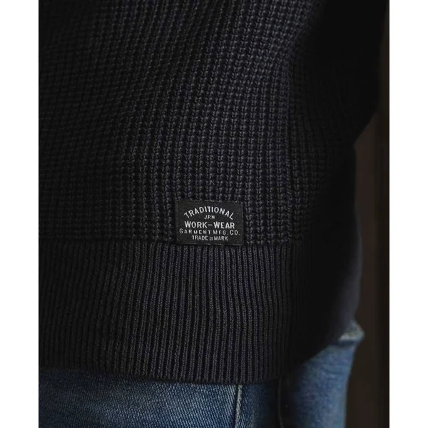 Superdry Academy Dyed Texture Crew Jumper - Black - Sweatshirts