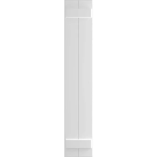 Ekena Millwork CWB12X069WHC 12x22W x 69x22H Exterior Three Board (2 Batten) Composite Board-n-Batten Shutters (Per Pair), White
