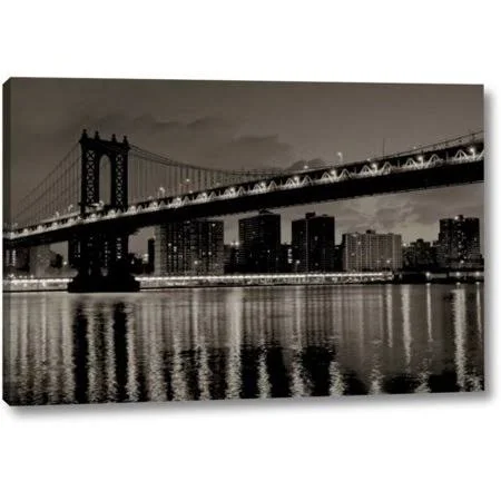Winston Porter 'Manhattan' by Alan Blaustein Giclee Art Print on Wrapped Canvas, Size: 21 inch H x 32 inch W x 1.5 inch D, Gray