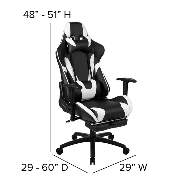 Flash Furniture Black Gaming Desk and Black Footrest Reclining Gaming Chair Set with Cup Holder, Headphone Hook & 2 Wire Man