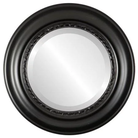 Charlton Home Winchelsea Framed Round Accent Mirror, Black