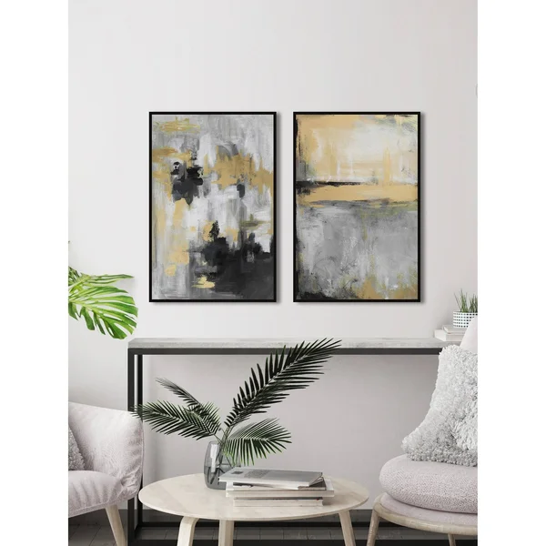 Golden Fog Diptych - Size: 36 inch x 48 inch