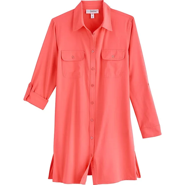 Coolibar Women's Tunic Shirt, UPF Protection Shirts for Women, Orange, XX-Small