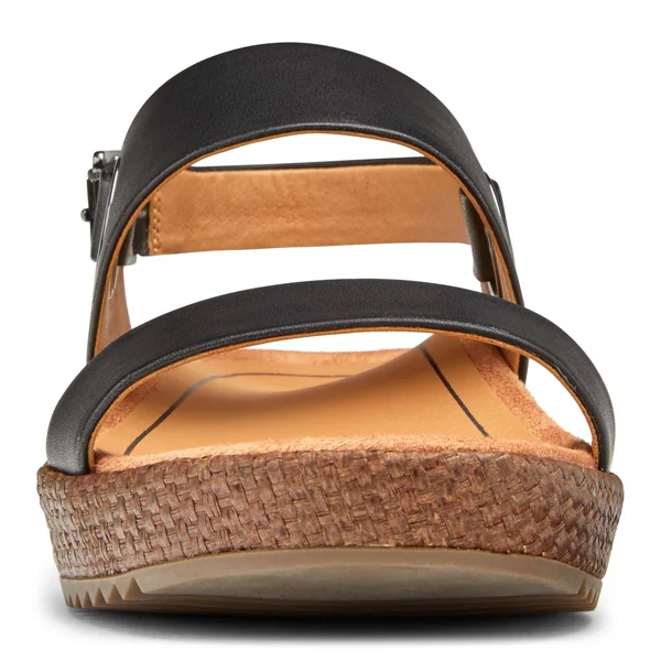 Vionic Louise Women's Platform Orthotic Sandal Black Leather - 9 Wide
