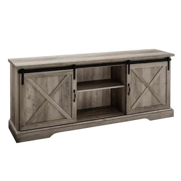 Walker Edison 70x22 Sliding Barn Door TV Console - Grey Wash
