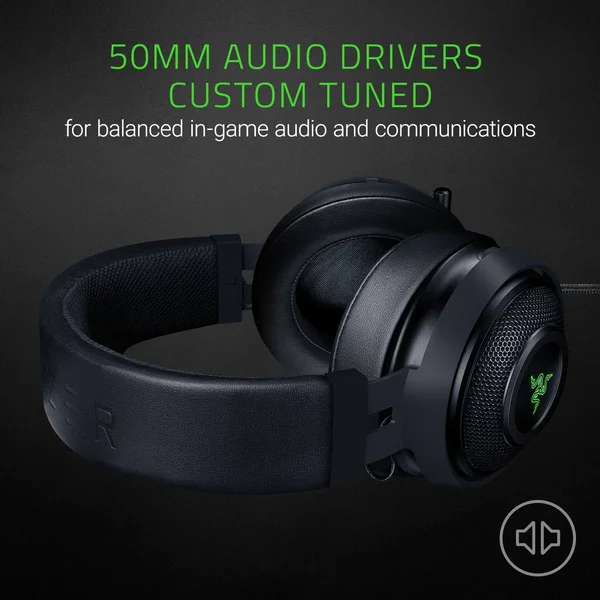 Razer Kraken 7.1 V2 Gaming Headset - Oval Ear Cushions - Black