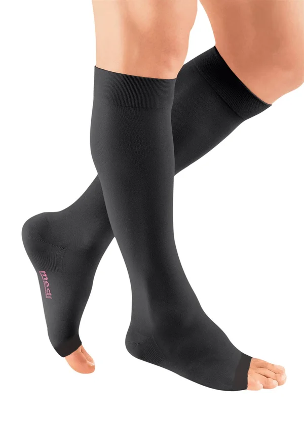 mediven, Plus, 20-30 mmHg, Knee High Open Toe-Size VI- Black- Silicone