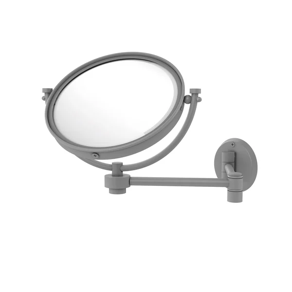Allied Brass 8-in Wall Mounted Extending Make-Up Mirror 2x Magnification - Matte Gray