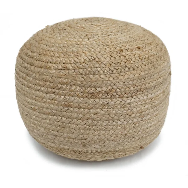 Homeu0026Manor 18x22 Round Pouf Ottoman Jute - Natural - Medium