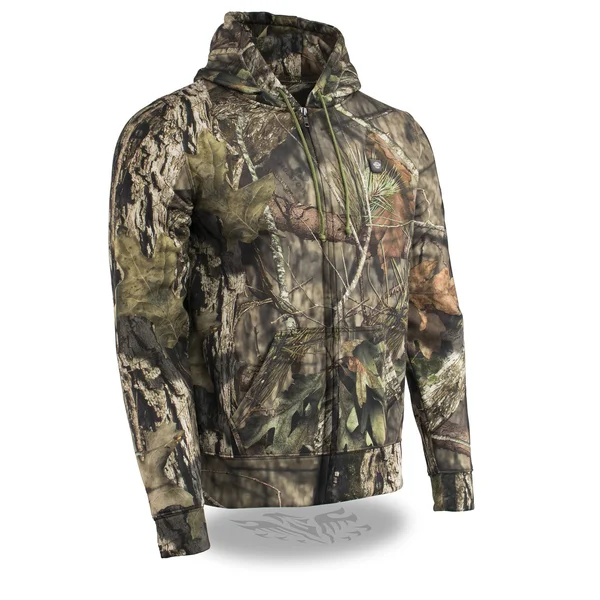 Men?s Zipper Front Mossy Oak Camo Heated Hoodie w/ Front & Back Heating - Includes Portable Battery Pack, Men's, Size: 5XL