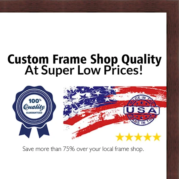 CustomPictureFrames 14x36 - 14 x 36 Mahogany Flat Solid Wood Frame with UV Framer&s Acrylic & Foam Board Backing - Great for