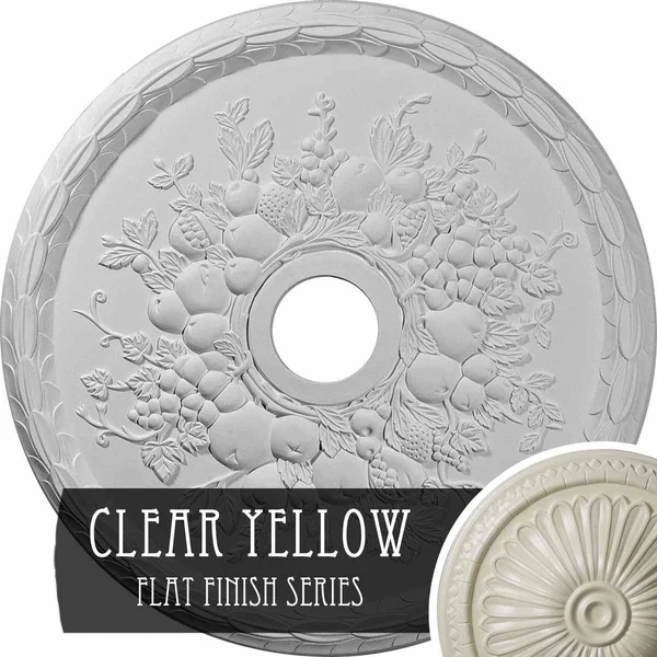22 5/8 inchod x 3 5/8 inchid x 5/8 inchp Grape Ceiling Medallion (Fits Canopies Up to 3 5/8 inch), Hand-Painted Clear Yellow