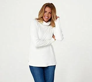Isaac Mizrahi Live! Essentials Pima Cotton Turtleneck Top - Size XX-Small, Pearl